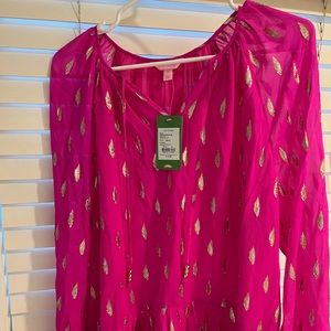 NWT Lilly Pulitzer Pink Metallic Top